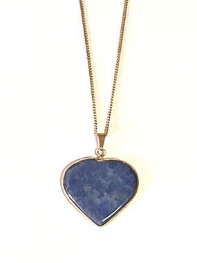 Lapis Lazuli gold-tone heart pendant necklace